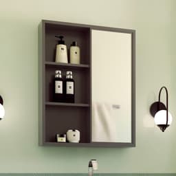 Armário de Banheiro com Espelho Julia 1 PT Grafite