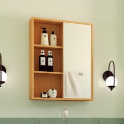 Armário de Banheiro com Espelho Julia 1 PT Mel e Arenas