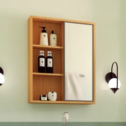 Armário de Banheiro com Espelho Julia 1 PT Mel e Grafite