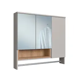 Armário de Banheiro com Espelho e Nicho Cecília 3 PT Mel e Arenas