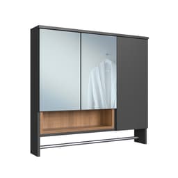 Armário de Banheiro com Espelho e Nicho Cecília 3 PT Mel e Grafite