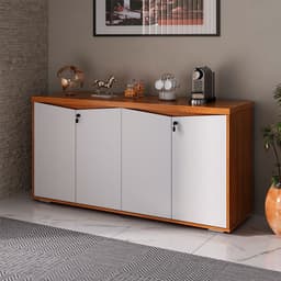 Armário de Escritório Lane 4 PT Freijó e Branco