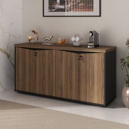 Armário de Escritório Lane 4 PT Nogal e Preto