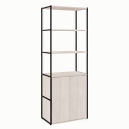 Armário de Escritório Shelf 2 PT Carvalho Berlin e Preto 173 cm