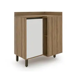 Balcão de Canto Confort com Tampo 1 Porta Cinamomo e Off White