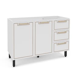 Balcão de Cozinha Amara sem Tampo 2 Portas 3 Gavetas Branco