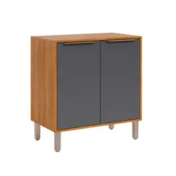 Balcão de Cozinha Domus 100% MDF com Tampo 100% MDF 2 Portas Cinamomo e Titanium