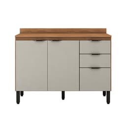 Balcão de Cozinha Firenze 3 Portas 2 Gavetas Amêndola e Nude