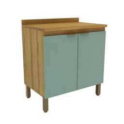 Balcão de Cozinha Magnólia com Tampo 2 Portas Mel e Verde