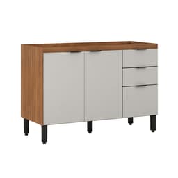 Balcão para Pia Firenze 3 Portas 2 Gavetas Amêndola e Nude