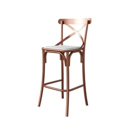 Banqueta Katrina Revestimento Sintético Branca e Cobre