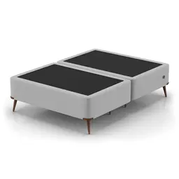 Base para Cama Box King com Entrada USB Night (45x193x203 cm) Suede Cinza