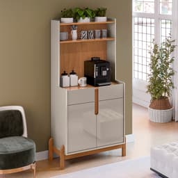 Buffet Cantinho do Café Lizz 2 PT 2 GV Off White e Cedro