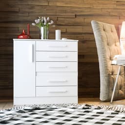 Cômoda Advantage 1 Porta 5 Gavetas Branca