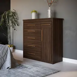 Cômoda Elegance 1 Porta 6 Gavetas Capuccino Wood