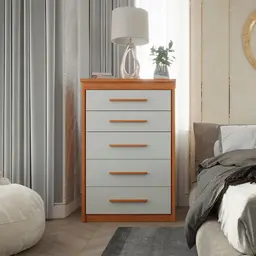 Cômoda Elegance 5 Gavetas Freijó Wood e Off White