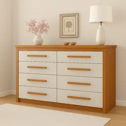 Cômoda Elegance 8 Gavetas Freijó Wood e Off White