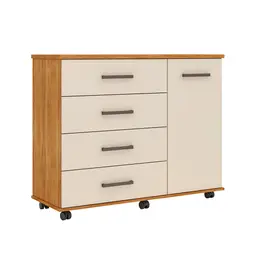 Cômoda Flora 1 Porta 4 Gavetas Cinamon e Off White