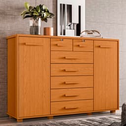 Cômoda Fontana 2 Portas 7 Gavetas Cinamomo