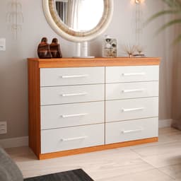 Cômoda Genova 8 Gavetas Freijó Wood e Off White