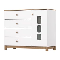 Cômoda Infantil Aconchego 1 PT 4 GV Branca e Jequitibá