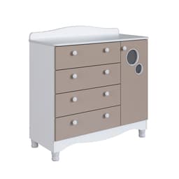 Cômoda Infantil Encanto 4 GV 1 PT Branca e Cinnamon