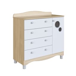 Cômoda Infantil Encanto 4 GV 1 PT Carvalho e Branca