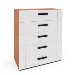 Cômoda Lisboa 5 Gavetas Branca e Freijó