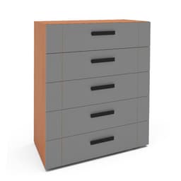 Cômoda Lisboa 5 Gavetas Cinza e Freijó