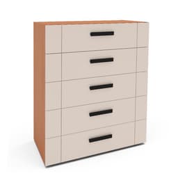 Cômoda Lisboa 5 Gavetas Creme e Freijó