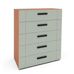 Cômoda Lisboa 5 Gavetas Verde e Freijó