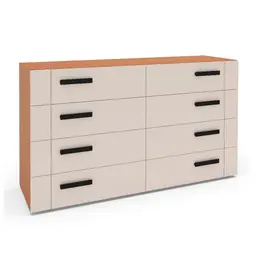 Cômoda Lisboa 8 Gavetas Creme e Freijó