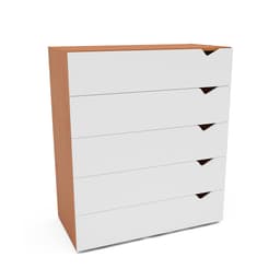 Cômoda Porto 5 Gavetas Branca e Freijó