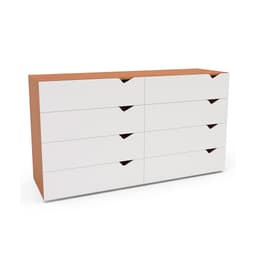 Cômoda Porto 8 Gavetas Branca e Freijó