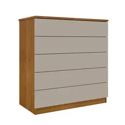 Cômoda Premium 5 Gavetas Cinamomo e Off White