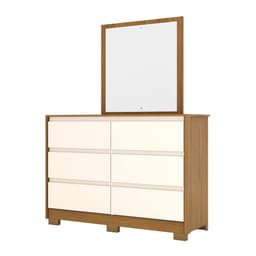 Cômoda Ravenna com Espelho 6 Gavetas Nature e Off White