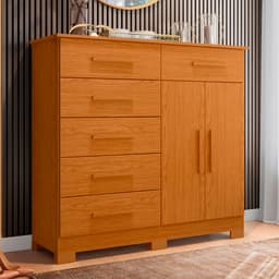 Cômoda Xangai 2 Portas 6 Gavetas Cinamomo