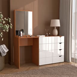 Cômoda com Espelho Porto 4 Gavetas Freijó e Branca