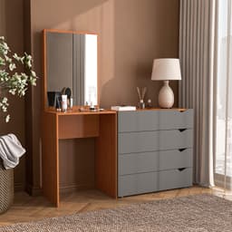 Cômoda com Espelho Porto 4 Gavetas Freijó e Cinza