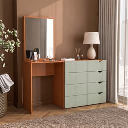 Cômoda com Espelho Porto 4 Gavetas Freijó e Verde
