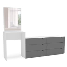 Cômoda com Espelho Porto 6 Gavetas Branca e Cinza