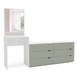 Cômoda com Espelho Porto 6 Gavetas Branca e Verde