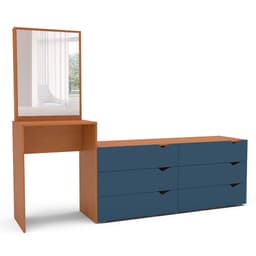 Cômoda com Espelho Porto 6 Gavetas Freijó e Azul