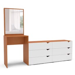 Cômoda com Espelho Porto 6 Gavetas Freijó e Branca