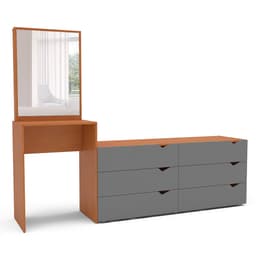 Cômoda com Espelho Porto 6 Gavetas Freijó e Cinza