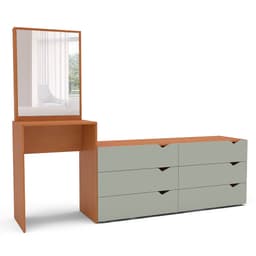 Cômoda com Espelho Porto 6 Gavetas Freijó e Verde