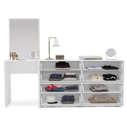 Cômoda com Espelho Porto 8 Gavetas Branca e Azul