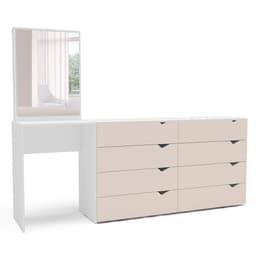 Cômoda com Espelho Porto 8 Gavetas Branca e Creme