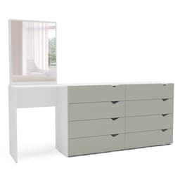 Cômoda com Espelho Porto 8 Gavetas Branca e Verde
