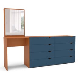 Cômoda com Espelho Porto 8 Gavetas Freijó e Azul